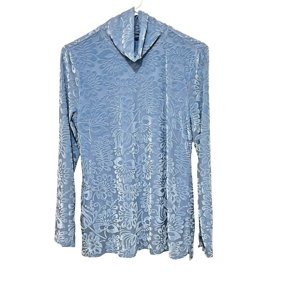 Velvet Burnout Turtleneck Tunic Light Blue S Romantic Fairy Whimsical Regency